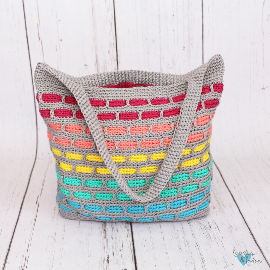 Rainbow Tote Bag - Free Crochet Pattern Loops & Love Crochet