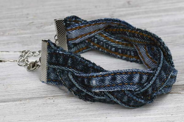 No Sew Braided Denim Bracelet