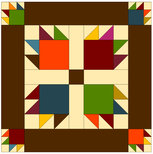 Miniature Bear's Paw Quilt Pattern: Bare Paw Blocks Assembly Diagram