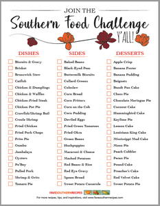 Southern Food Challenge (Free Printable)