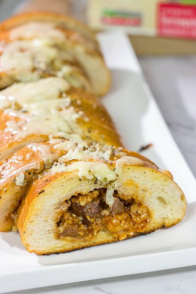 Cheesy Bbq Steak Stuffed French Bread