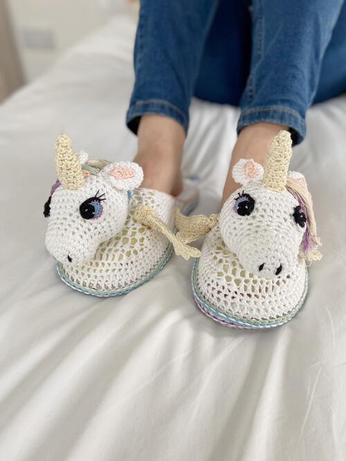 Unicorn Crochet Slippers