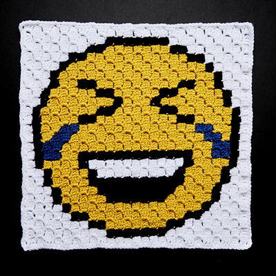 Laughing Emoji C2c Crochet Block