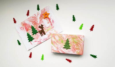 Diy Marbled Christmas Card And Wrapping Paper