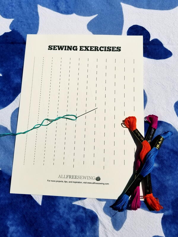 Image shows the first page of our hand sewing practice sheets.