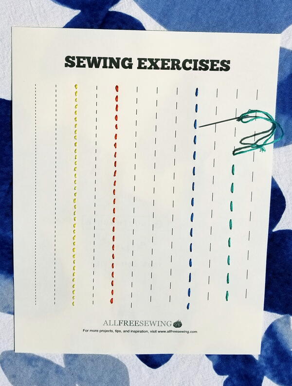 Images shows the a hand sewing worksheet.