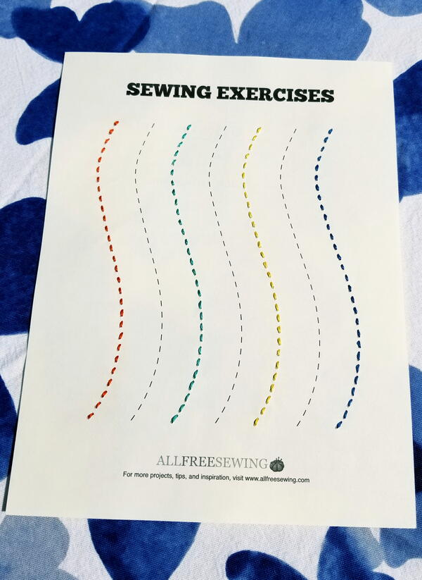 Images shows the a hand sewing worksheet.