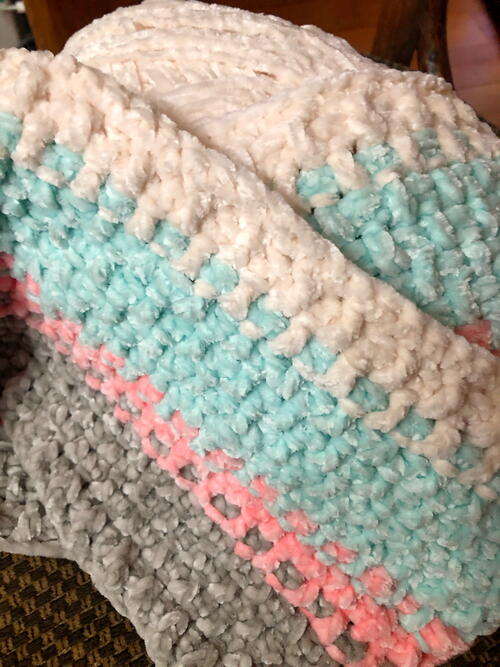 Soft And Sweet Textured Velvet Crochet Blanket