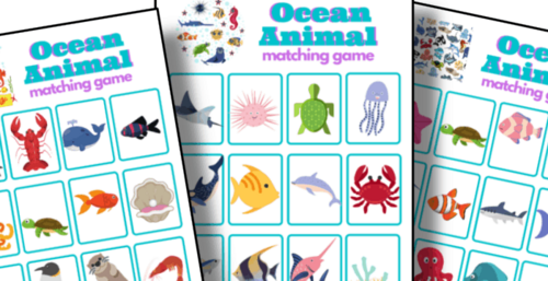 Ocean Animal Memory Matching Game | AllFreeKidsCrafts.com