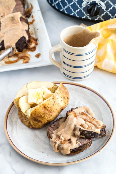 Slow Cooker Roast Beef with Sour Cream Gravy