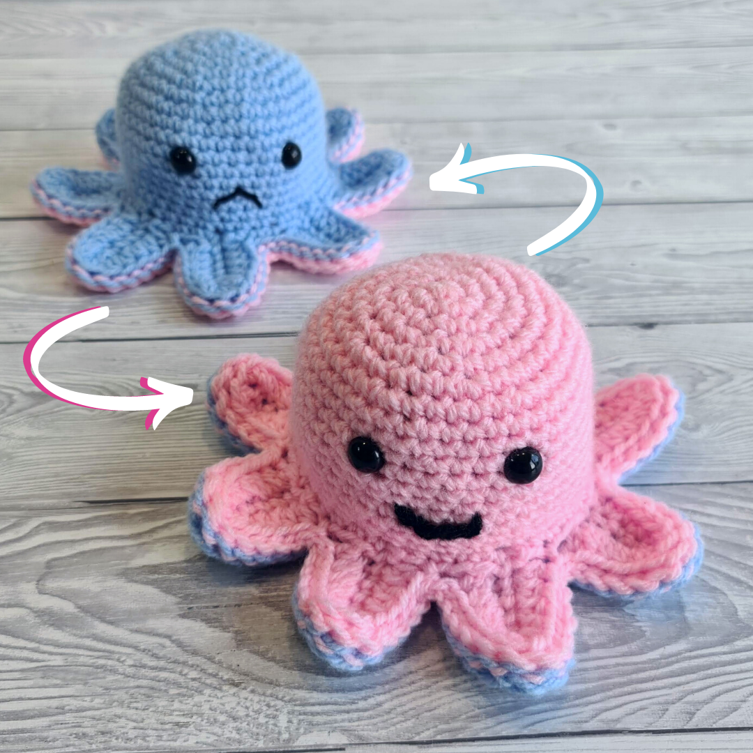 Amigurumi Mood Angry and Happy Reversible Octopus Crochet *Digital Pattern*