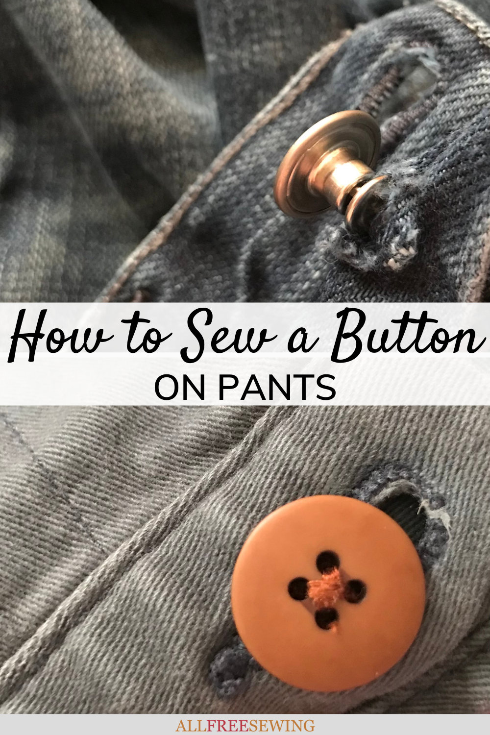 How to Sew a Button on Pants | AllFreeSewing.com