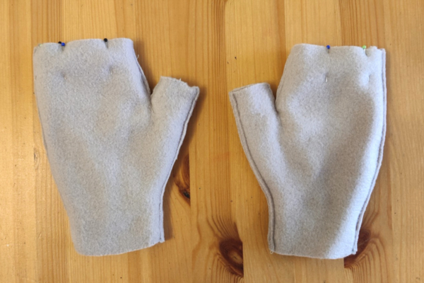 Lace Edged Fingerless Gloves - both sewn gloves