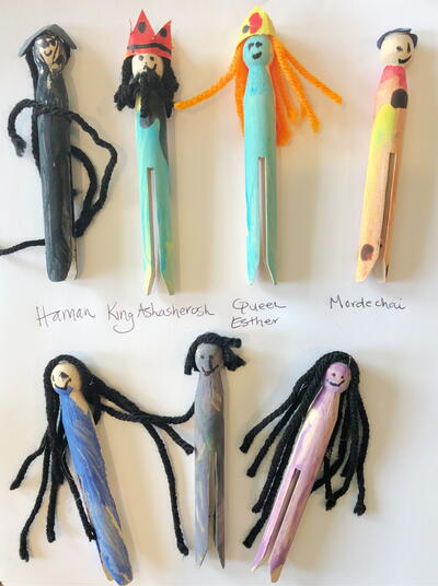 Purim Characters DIY Clothespin Dolls