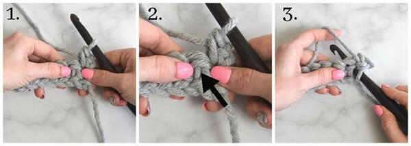 Crochet waistcoat stitch in rows - step 6