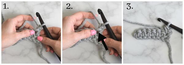Crochet waistcoat stitch in rows - step 5