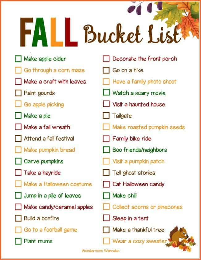 Printable Fall Scavenger Hunt 