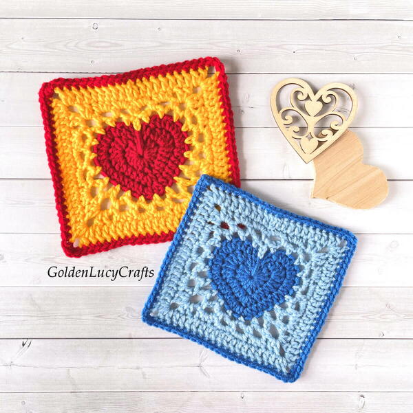 Crochet Heart Granny Square