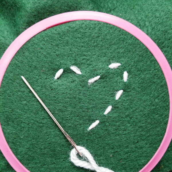 How to sew with yarn - step 3