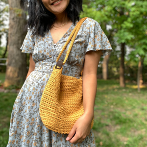Crochet And Leather Handbag