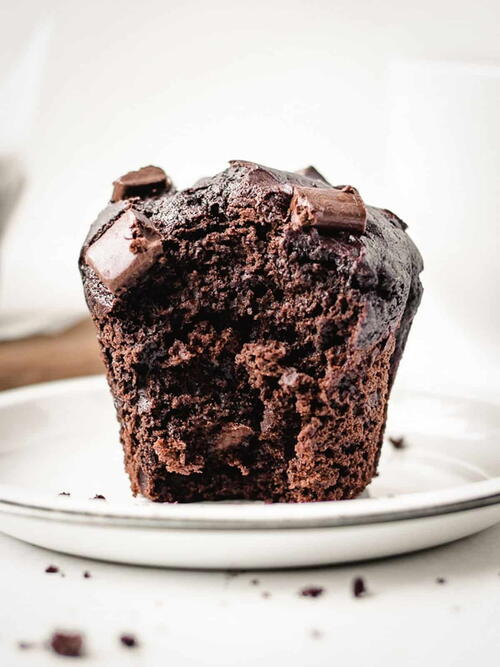 Bakery-style Double Chocolate Chip Muffins