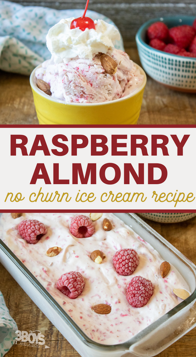 Creamy And Sweet No Churn Raspberry Almond Ice Cream