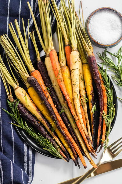 Roasted Rosemary Rainbow Carrots