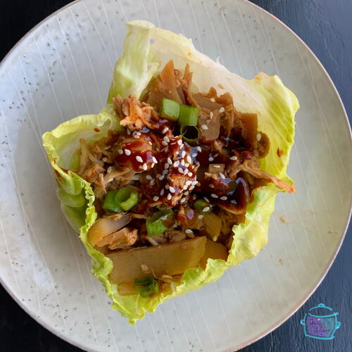 Lazy Slow Cooker Chicken Lettuce Wraps