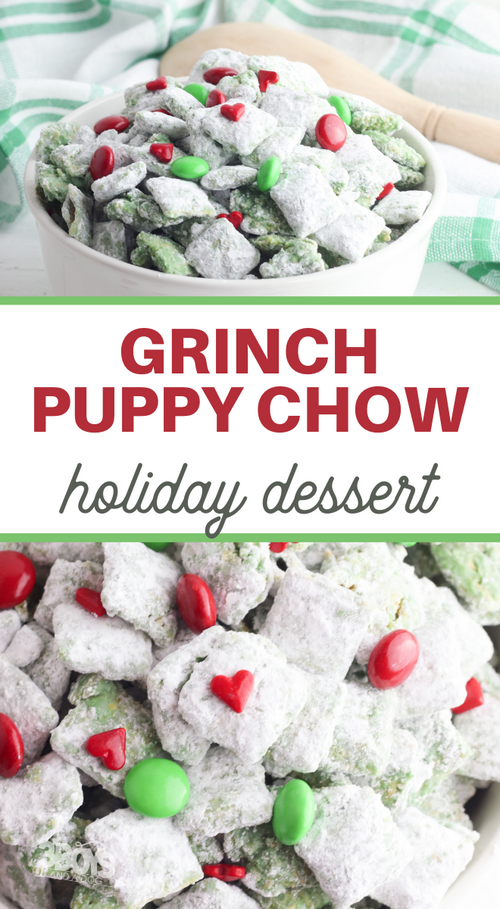 Grinch Puppy Chow Recipe | TheBestDessertRecipes.com