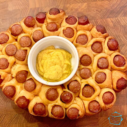 Lazy Slow Cooker Hot Dog Pull Apart