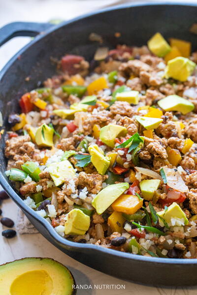 Turkey Taco Skillet With Cauliflower Rice | FaveSouthernRecipes.com