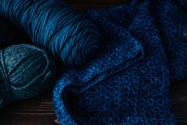Blue yarn and project