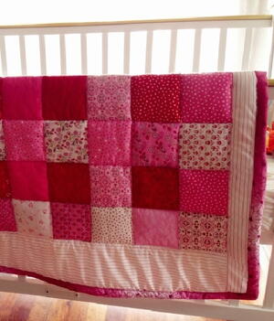 Pink Squares Patchwork Baby Quilt