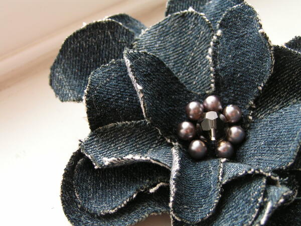 10PCS/Lot Denim Artificial Handmade Flowers Denim Skirt Jeans Clothing  Decoration DIY Accessories