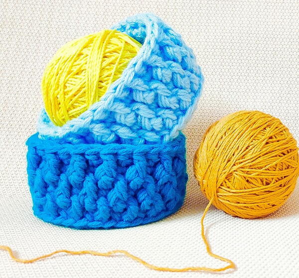 Three Strands Textured Crochet Organizer Baskets