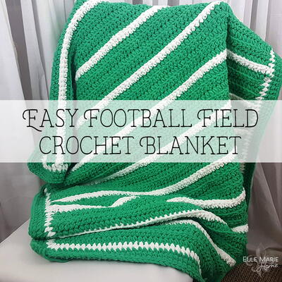 Easy Football Field Crochet Blanket