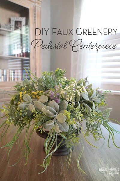 Faux Greenery Pedestal Centerpiece