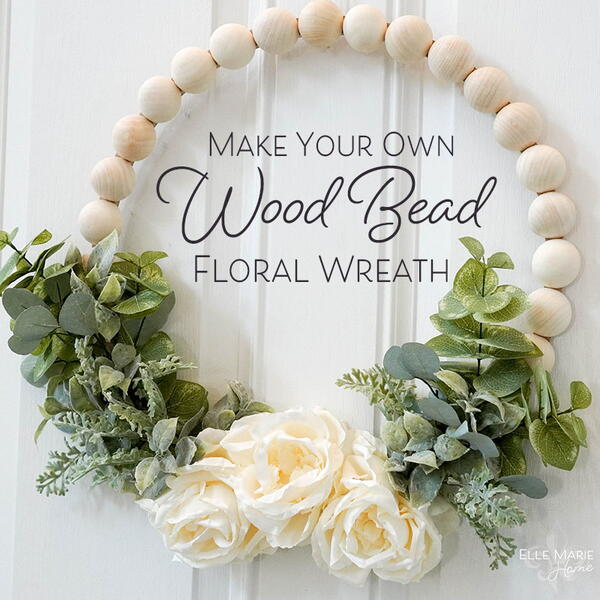 Split Wood Bead Floral Wreath