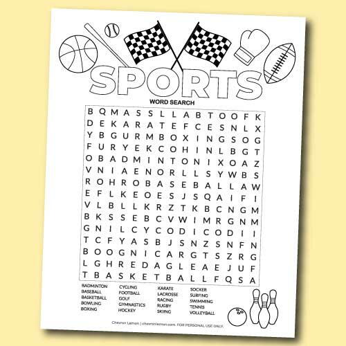 printable sports word search diyideacenter com