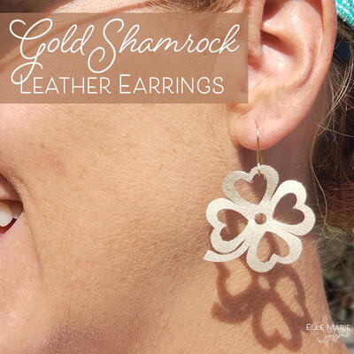 Gold Shamrock Leather Earrings