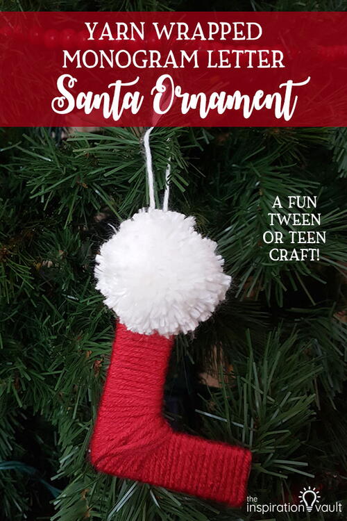 Yarn Wrapped Monogram Santa Ornament