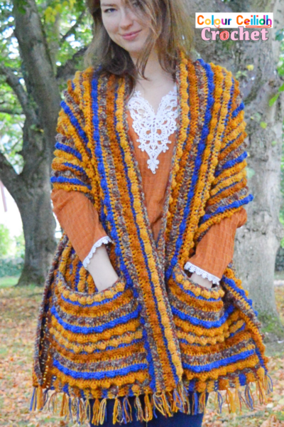 Crochet Pocket Shawl Autumn Berries