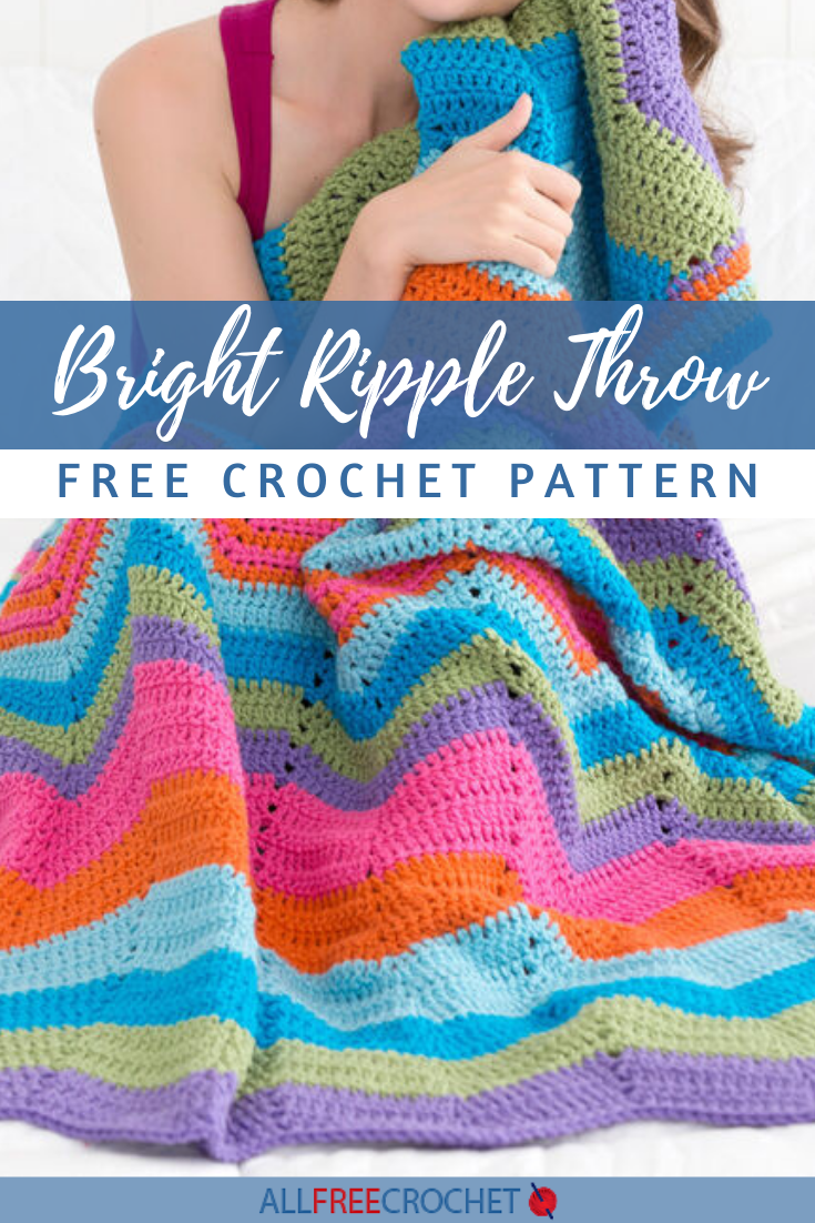 Stone Ripple Throw Bright Ripple Throw | AllFreeCrochet.com