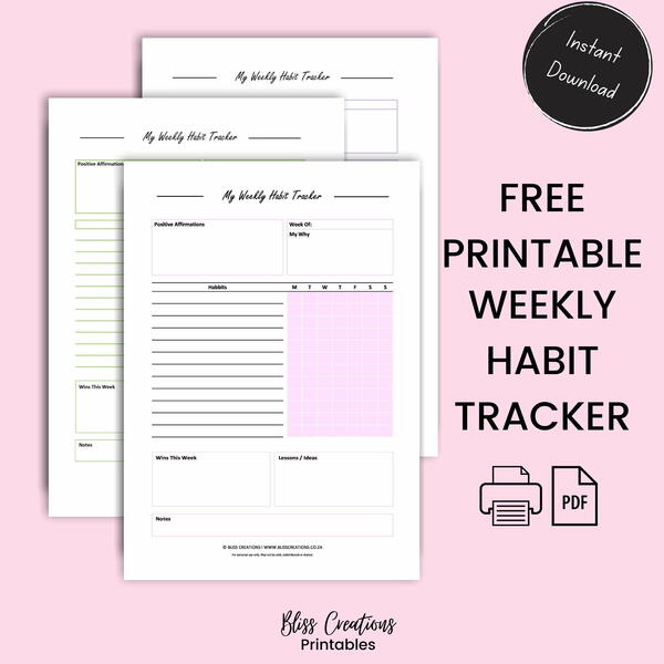 Free Printable Weekly Habit Tracker