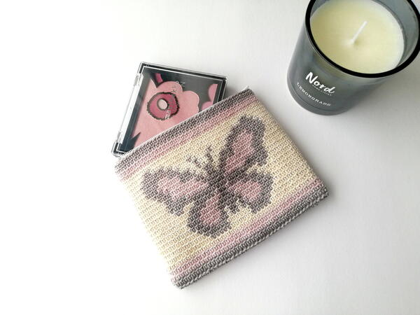 Tapestry Crochet Zipper Pouch Butterfly
