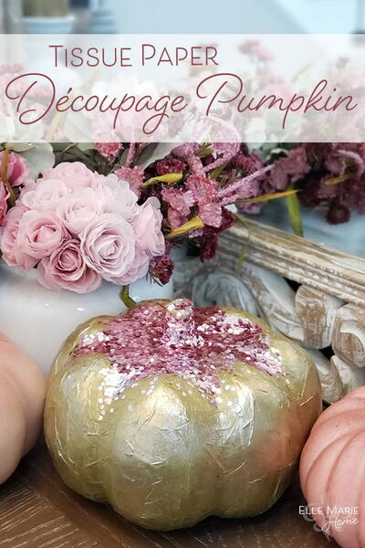 Decoupage Pink & Gold Pumpkin