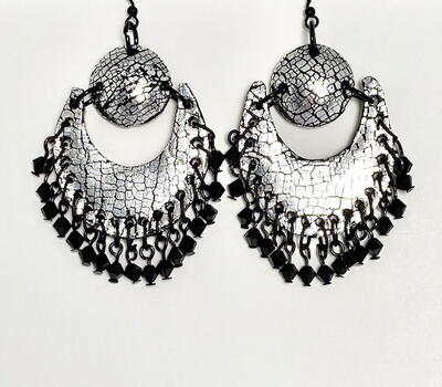 Silver Crackle Polymer Clay Earrings