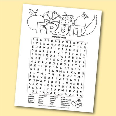 Printable Fruit Word Search