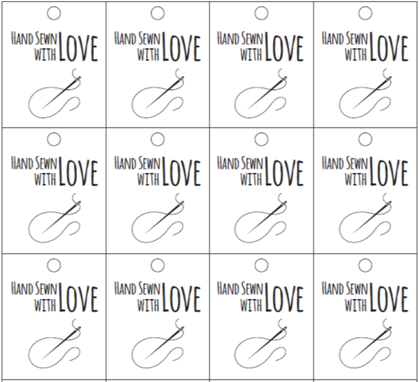 Hand Sewn With Love Printable Gift Tags