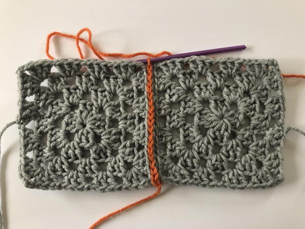 Slip stitch crochet joining technique step 3